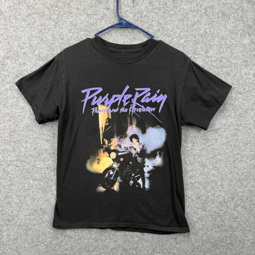 Prince The Revolution Purple Rain Black Graphic T-Shirt‎ Mens Medium Official